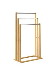 Casaria® Portasciugamani in bambù con 3 barre in acciaio inox