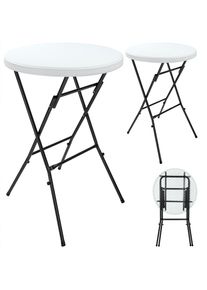 Casaria® Tavoli alti set di 2 in plastica bianca Ø72cm pieghevoli