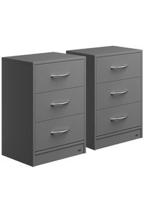 Casaria® Comodino Eloise Set di 2 Antracite 54x39x28cm