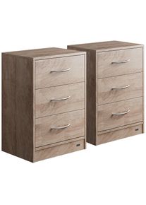 Casaria® Comodino Eloise Set di 2 Quercia 54x39x28cm