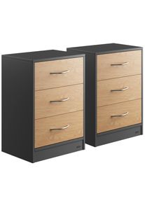 Casaria® Comodino Eloise Set di 2 Legno/Grigio 54x39x28cm