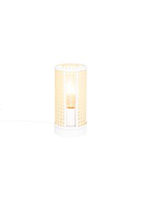 Qazqa Retro asztali lámpa fehér rattan 12 cm - Akira