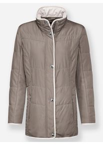 Dames Gewatteerde jas met contrasten in sesam ,maat 38, WITT, 100% Polyester