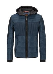 Plus size : BOSS Orange, Quilted jacket with embroidered label on the sleeve in a Light Blue