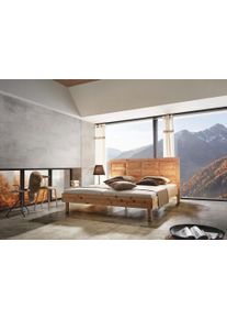 ADA Premium Massivholzbett »Tyrol«, Wahlweise Mit Lattenrost Und Matratze beige, Größe Liegefläche B/L: 160 cm x 200 cm Betthöhe: 38 cm ,...
