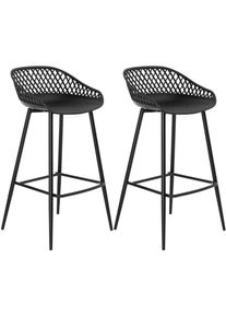 Idimex Lot de 2 tabourets de bar irek chaise haute pour cuisine ou comptoir design retro, en plastique et métal noirs, hauteur d'assise 75 - Noir