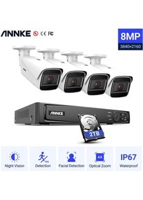 SANNCE Système de sécurité vidéo en réseau PoE fhd 5MP, nvr de surveillance 8CH 5MP avec compression vidéo H.264 + caméras 4 5MP hd résistantes aux
