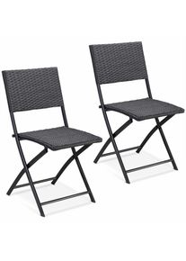 Casaria® Sedie pieghevoli in polirattan 2pz nero