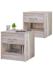 Casaria® Set 2x Comodini quercia 41x39x28cm