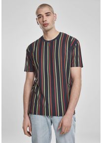 Urban Classics Printed Oversized Retro Stripe Tee midnightnavy/burnedred - L