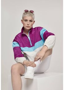 Urban Classics Ladies 3-Tone Stand Up Collar Pull Over Jacket viola/wht/aqua - S