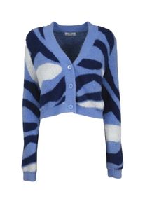 Influencer Dames Gebreid vest blauw / zwart / wit M