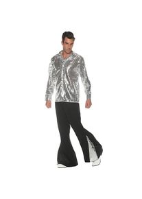 Déguisement de danseur de disco des années 70 pour homme argenté