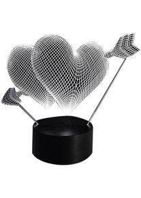 Tlily - Lampe De Nuit Led 3D Romantique Lampe D'Illusion Optique à 7 Couleurs Capteur Tactile Pour Décoration Fête à (Flèche à Travers Le Coeur)