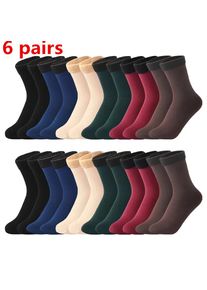 6 Pairs/Lot Women/Men Winter Warm Thicken Thermal Socks Wool Cashmere Nylon Snow Black Skin Seamless Velvet Soft Boots Socks