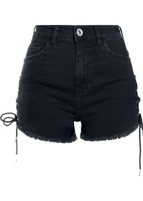 Urban Classics Ladies Highwaist Denim Lace Up Short Girl-Hot-Pant schwarz