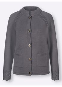 Dames Vest met ajourrand in antraciet ,maat 36, WITT, 50% Viscose, 27% Polyester, 23% Polyamide