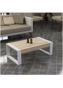 Azura Home Design - Table basse retro 90 cm blanc-pin - Blanc