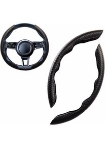 Memkey - Sport Couvre Volant Voiture Forme Ronde & d Universel Suède/Fibre de Carbone Mode Housse Volant Voiture Segmentées Respirant Antidérapant