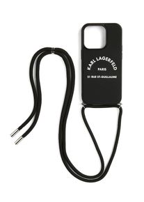 K by KARL LAGERFELD Karl Lagerfeld Dames Smartphonehoesje 'Rue St-Guillaume iPhone 14 Pro Max' zwart / wit One Size