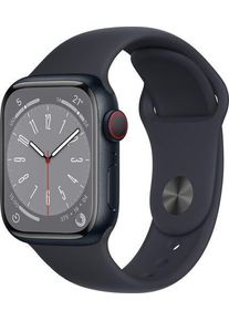 Apple Watch Series 8 Aluminium 41 mm (2022) | GPS + Cellular | Mitternacht | Sportarmband Mitternacht M/L