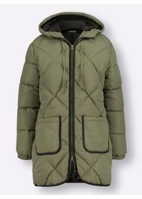 Dames Lang jack met elastische boordjes in kaki ,maat 48, WITT, 100% Polyester