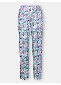 wäschepur Damen Schlafanzug-Hose in ecru-lila-bedruckt ,Größe 48/50, Witt, 50% Baumwolle, 50% Modal