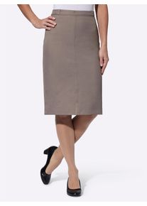 Dames Comfortrok met loopsplit in donkertaupe ,maat 20, WITT, 100% Polyester