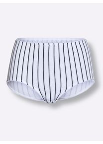 wäschepur Dames Tailleslip in 5x wit/zwart gestreept + 5x zwart/wit gestreept ,maat 36/38, Witt, 95% Katoen, 5% Elastan
