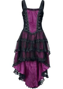 Sinister Gothic Vokuhila Dress Kleid schwarz/pink