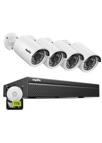 SANNCE Système de sécurité vidéo en réseau PoE fhd 5MP, nvr de surveillance 8CH 5MP avec compression vidéo H.264 +, caméras 4 5MP hd résistantes aux