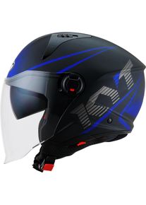 KYT D-City Colorful, jethelm , kleur: Mat Zwart/Blauw , maat: M