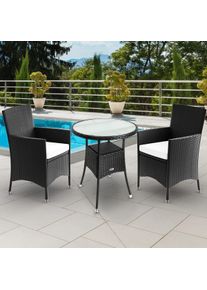 Casaria® Salotto da giardino 3 pezzi polyrattan 1 tavolo e 2 sedie