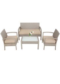 Casaria® Set 7x Salottino da giardino lounge crema polyrattan