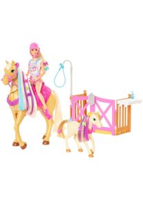 Barbie Anziehpuppe »Reiterin«, (Set), Inkl. Pferd Und Fohlen Mit Farbwechsel-Mähne bunt, Barbie-Set »Reiterin«