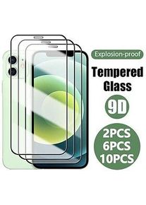 2/6/10er-Pack Displayschutzfolie für iPhone 14 13 12 Se 11 XR X XS 8 7 Pro Max Mini aus gehärtetem Glas