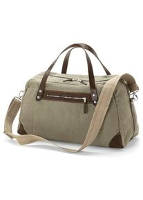 HACK Lederwaren Canvas Reistas, Groen Beige