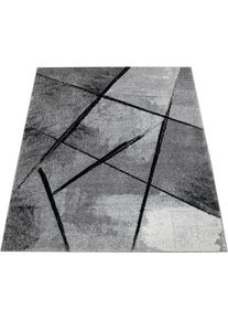 Paco Home - Tapis Salon Tapis Salon Poils Ras Motif Moderne Abstrait Géométrique Gris Noir 200x290 cm