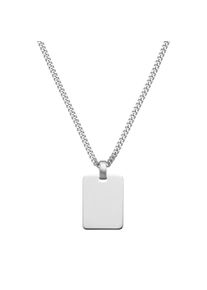 IDENTIM Collana da uomo con piastre d'incisione Ciondolo a rettangolo grande in argento massiccio 925 placcato in rodio