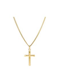 IDENTIM Collana da uomo con croce pendente in argento massiccio 925 placcato oro 18 carati