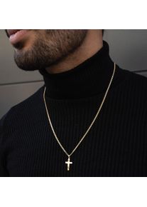 IDENTIM Collana da uomo con croce pendente in argento massiccio 925 placcato oro 18 carati