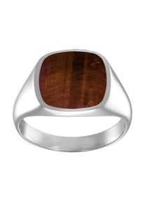 IDENTIM Anello da uomo Signet Ring Occhio di tigre rosso quadrato solido Argento 925 placcato in rodio