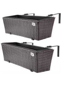 Casaria® Set 2x Fioriera balcone marrone polyrattan