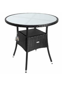 Casaria® Tavolo da giardino rotondo nero polyrattan Ø80cm