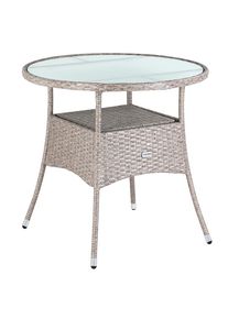 Casaria® Tavolo da giardino rotondo crema polyrattan 80cm