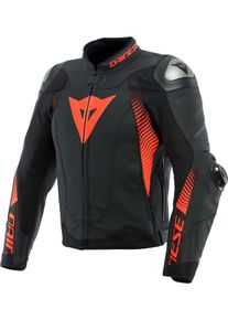 Dainese Super Speed 4, kurtka skórzana , kolor: Matowy-Czarny/Neonowyowy-Czerwony , rozmiar: 48