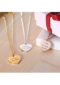Custom Engraved Gold Women's Heart Pendant Necklace Personalized Jewelry Customized Christmas Gift for Her Friend Mom Girlfriend