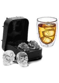 maskworld Small skull silicone mould for ice cubes and for baking 4-grid | halloween decoration