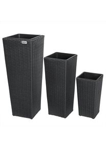 Casaria® Set de 3 pots de fleurs noir