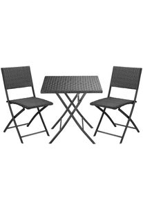 Casaria® Ensemble 3 pièces de balcon Rome en polyrotin